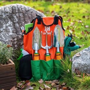 UKOKE 12 Pcs Garden Tool Set Aluminum Hand Tool Kit Canvas Apron Storage Bag